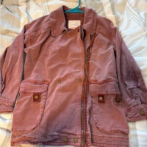 Anthropologie red utility Jacket petite xxs